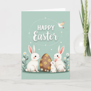 Fröhliche Osterhasen-Familienkarte Karte