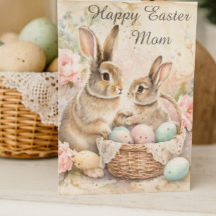 Fröhliche Osterhasen für Mama zum Feiertag  Feiertagskarte
