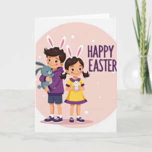 Fröhliche Osterhasen-Kinderkarte Karte