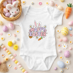 Fröhliche Osterillustration mit Hasenohren Baby Strampler
