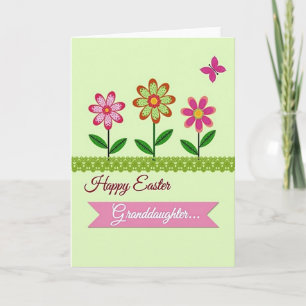 Fröhliche Osterkarte für Enkelin mit Blumenmotiv Karte