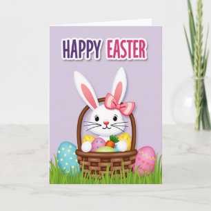 Fröhliche Osterkarte mit Frühlingshäschen Karte