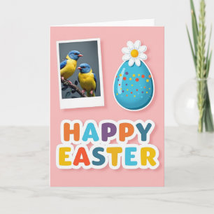 Fröhliche Osterkarte mit Vögeln und Ei Karte