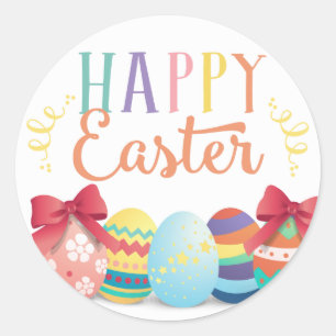 Fröhliche Ostern Aufkleber, Ostereier-Suche Favor  Runder Aufkleber