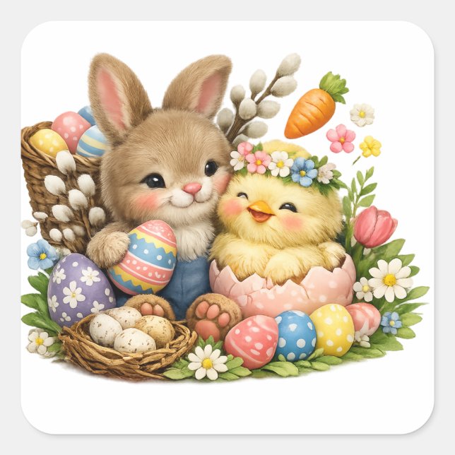 Fröhliche Ostern Aufkleber Seite (Vorderseite)