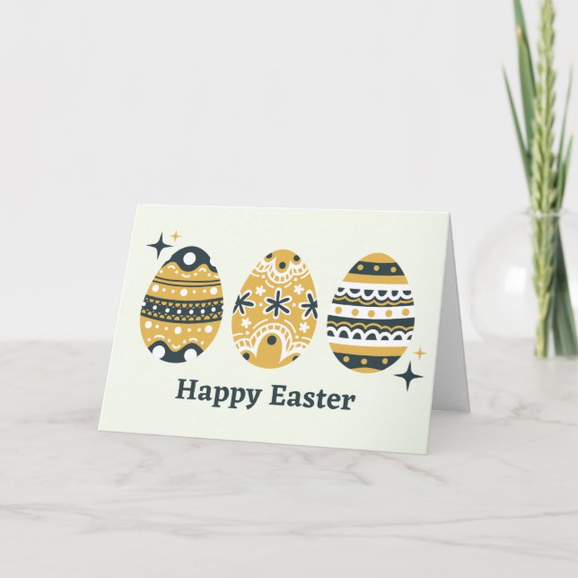 Fröhliche Ostern Bemalte Eier   Karte (Vorderseite)