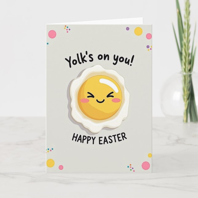 Fröhliche Ostern Dotter Humor Karte (Vorderseite)