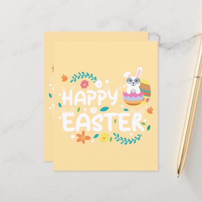 Fröhliche Ostern, Eier, Bunny & Blume Geschäften (Vorderseite/Rückseite Beispiel)