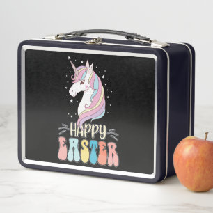Fröhliche Ostern Einhorn Hase Kaninchen Eier Metall Brotdose