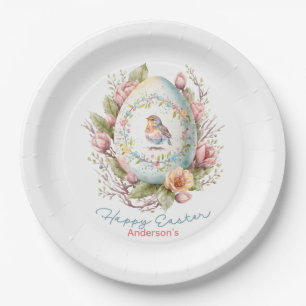 Fröhliche Ostern Florales Osterei personalisiertes Pappteller