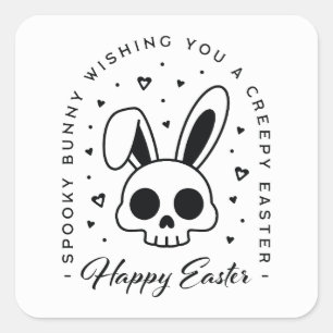 Fröhliche Ostern gruselige Wünsche Grüße spooky Ha Quadratischer Aufkleber