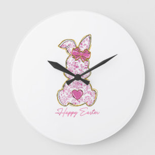 Fröhliche Ostern Häschen Mädchen Ostern Frauen Ros Große Wanduhr