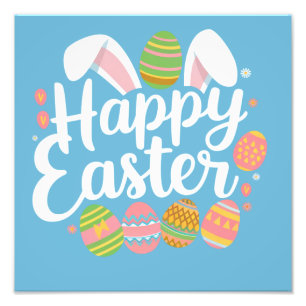 Fröhliche Ostern Hase Kaninchen Ei Feiertag  Fotodruck