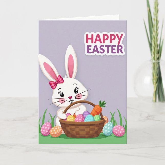 Fröhliche Ostern Hasen Ei Karte (Vorderseite)