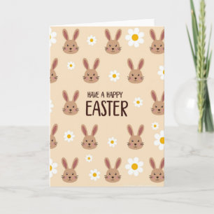 Fröhliche Ostern-Hasen-Gesicht-Musterkarte Karte