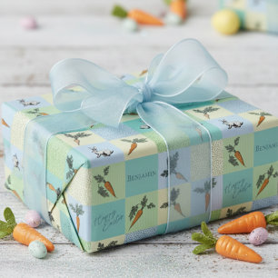 Fröhliche Ostern Hasen & Karotten Muster Geschenkpapier