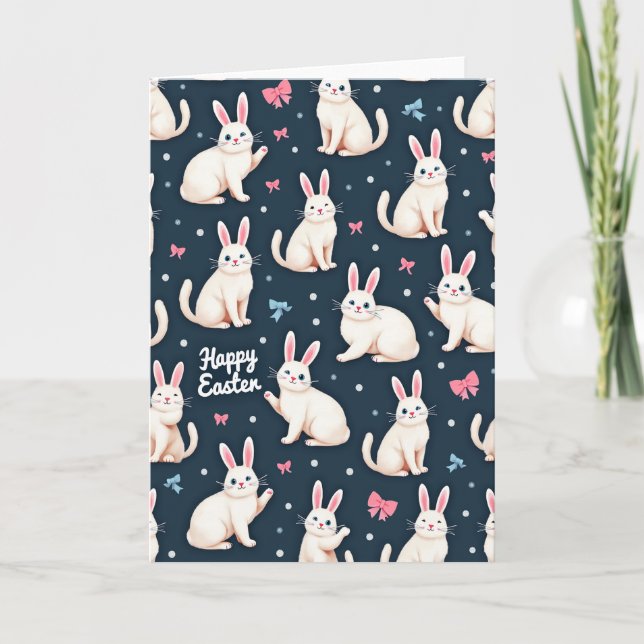 Fröhliche Ostern Hasen Muster Karte (Vorderseite)