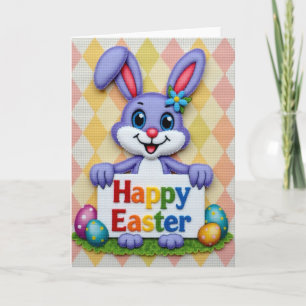 Fröhliche Ostern-Hasen-Stoffkarte Karte