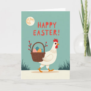 Fröhliche Ostern-Hühnerkorbkarte Karte