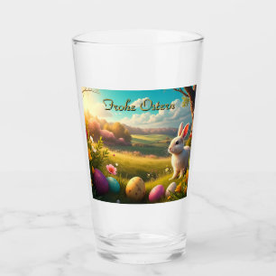 Fröhliche Ostern in einer Frühlingslandschaft Glas