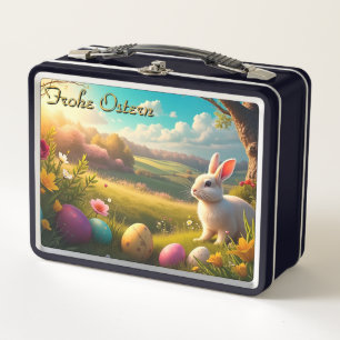Fröhliche Ostern in einer Frühlingslandschaft Metall Brotdose