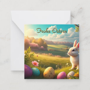 Fröhliche Ostern in einer Frühlingslandschaft Mitteilungskarte