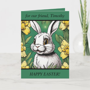 Fröhliche Ostern Karte Süßer Osterhase. Bearbeitba