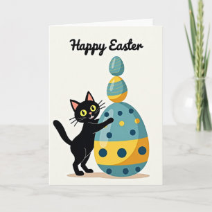 Fröhliche Ostern Katzen-Ei-Stapel-Karte Karte