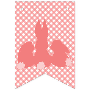 Fröhliche Ostern - korallenrote Osterhasen Wimpelkette