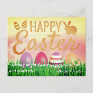 Fröhliche Ostern mit Eiern personalisiert in sanft Postkarte