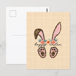 "Fröhliche Ostern" mit einer blauen Zeichnung Postkarte