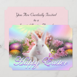 Fröhliche Ostern mit Häschen Einladung