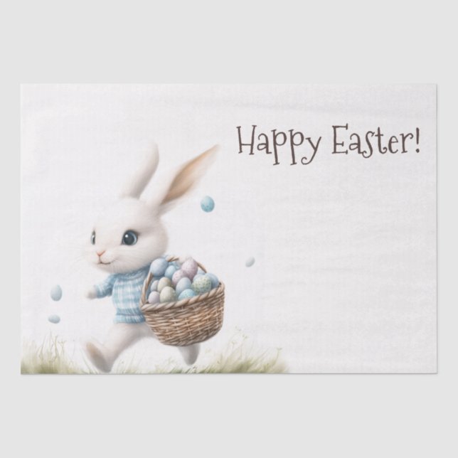 Fröhliche Ostern, Osterhasen mit Eiern Seidenpapier (Vorderseite)