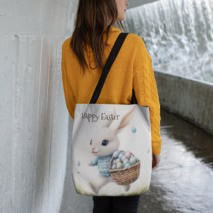 Fröhliche Ostern, Osterhasen mit Eiern Tasche