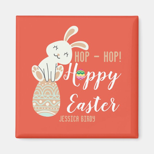 Fröhliche Ostern, Osterhasen, niedliche Familie Magnet (Vorne)