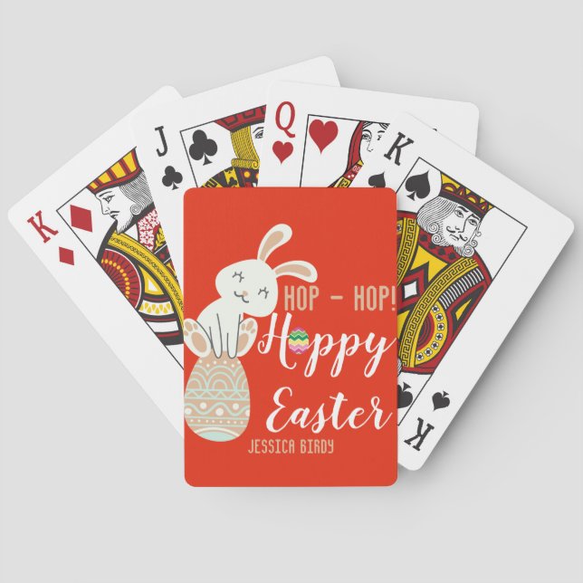 Fröhliche Ostern, Osterhasen, niedliche Familie Spielkarten (Rückseite)