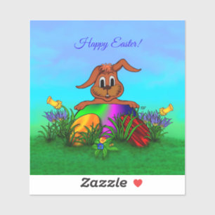 Fröhliche Ostern! Ostern-Kaninchen Aufkleber