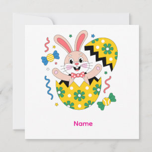 Fröhliche Ostern Party Hase heraus springend  Einladung