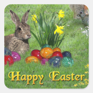 Fröhliche Ostern Quadratischer Aufkleber