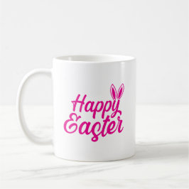 Fröhliche Ostern, sonnige Ohren auf rosafarbenem T Kaffeetasse