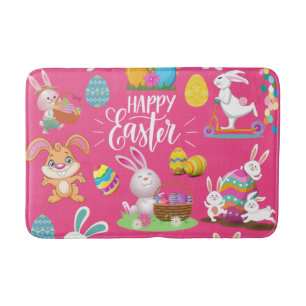 Fröhliche Ostern, sonnige Wünsche und farbenfrohe Badematte