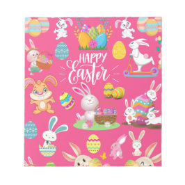 Fröhliche Ostern, sonnige Wünsche und farbenfrohe  Notizblock