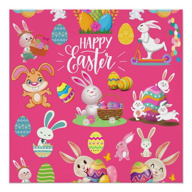 Fröhliche Ostern, sonnige Wünsche und farbenfrohe  Poster (Vorderseite)