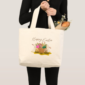Fröhliche Ostern-Tasche Jumbo Stoffbeutel