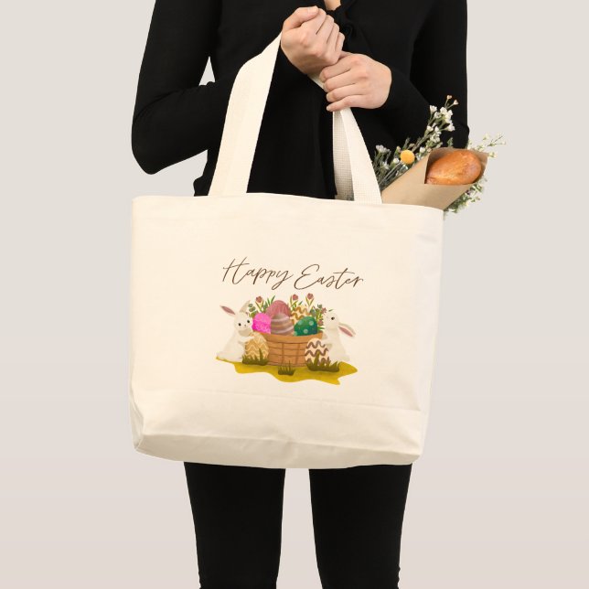 Fröhliche Ostern-Tasche Jumbo Stoffbeutel (Vorderseite (Produkt))