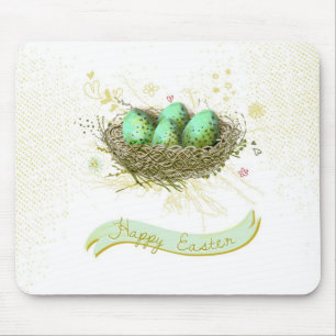Fröhliche Ostern! - Vogelnest mit bunten Eiern Mousepad