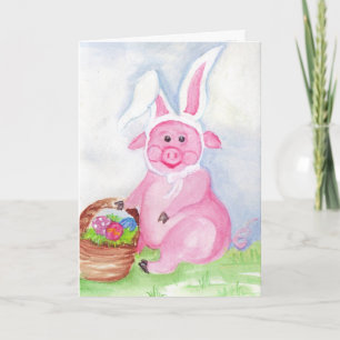 Fröhliche Ostern von der Ostern-Schwein-Karte Feiertagskarte