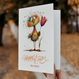 Fröhliche Ostern Whimsical Ostern Huhn Illustratio Dankeskarte