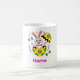 Fröhliche Osterparty-Hase herausspringend  Kaffeetasse
