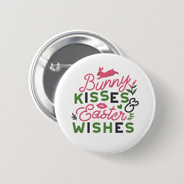 Fröhliche Ostertypografie - Bunny Kisses Button (Vorne & Hinten)